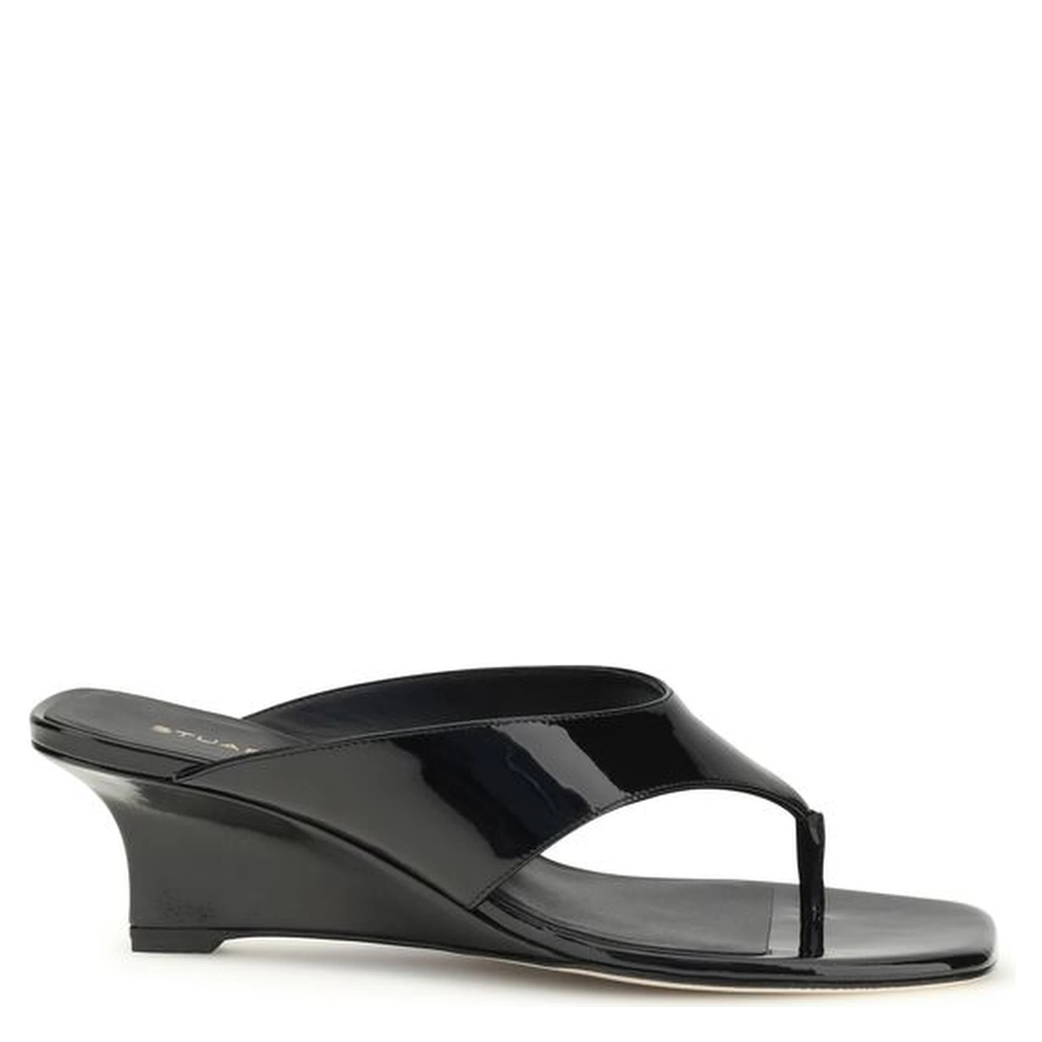 Black Calf Leather Bos Taurus Wedge Sandals