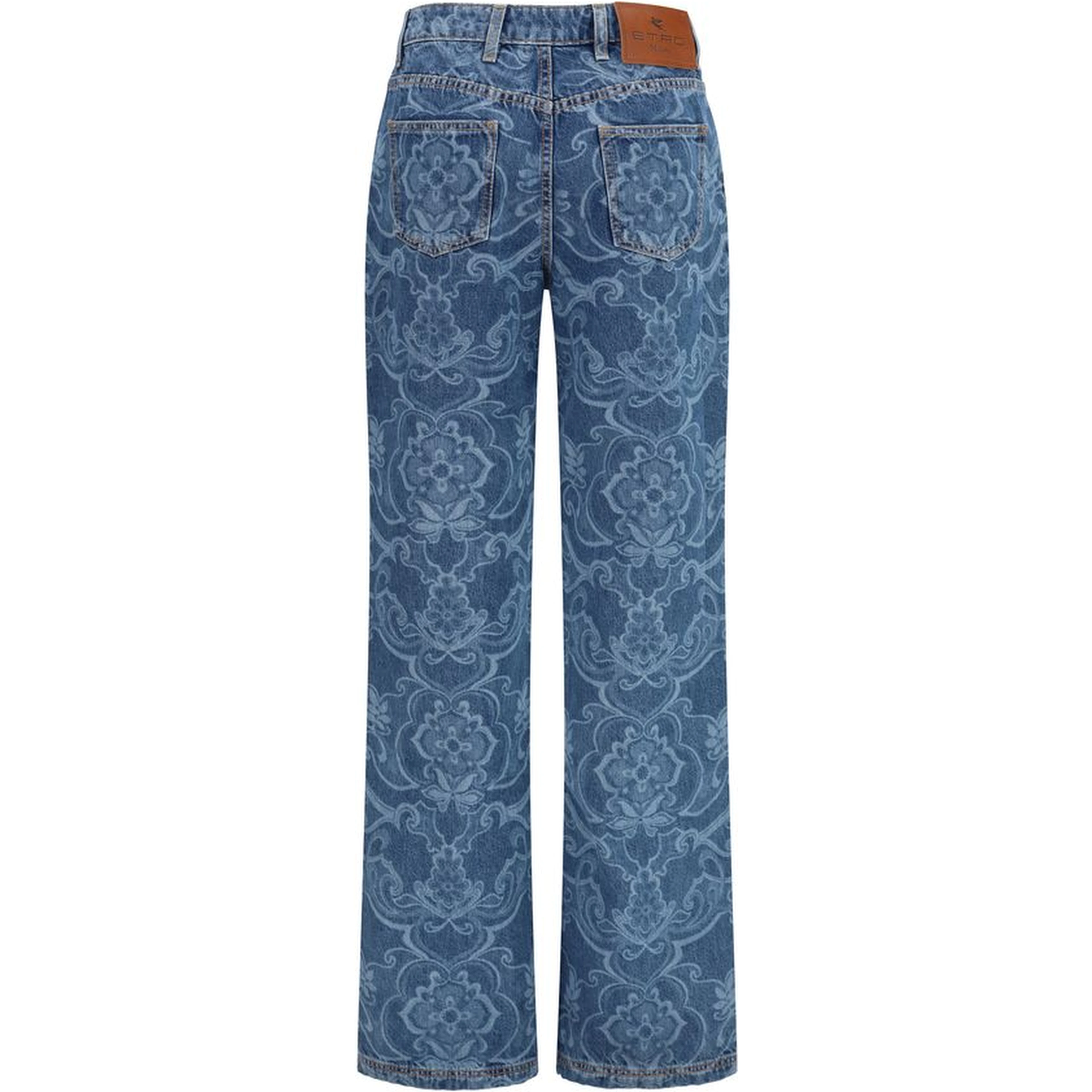 Blue Cotton Flared Jeans