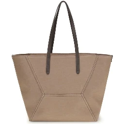 Beige Cotton Shoulder Bag