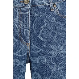 Blue Cotton Flared Jeans