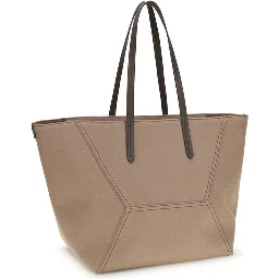Beige Cotton Shoulder Bag