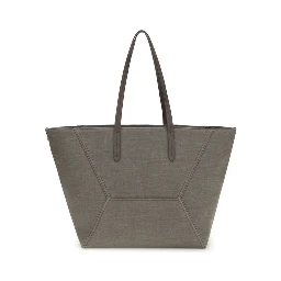 Brown Cotton Shoulder Bag
