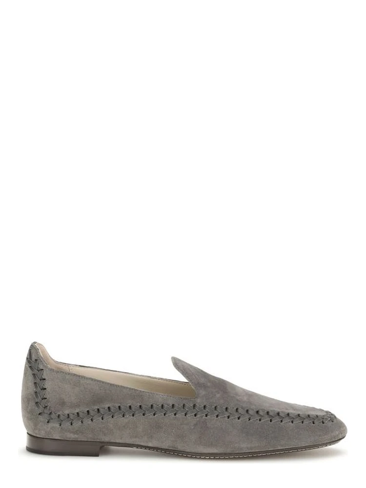 Gray Calf Leather Bos Taurus Slip-On Loafers