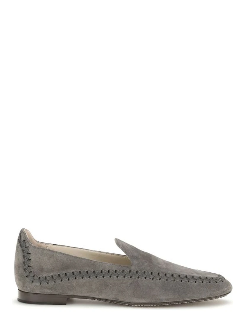 Gray Calf Leather Bos Taurus Slip-On Loafers