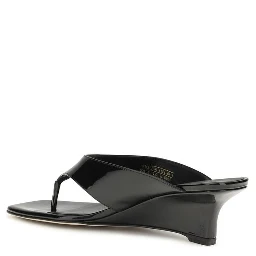 Black Calf Leather Bos Taurus Wedge Sandals