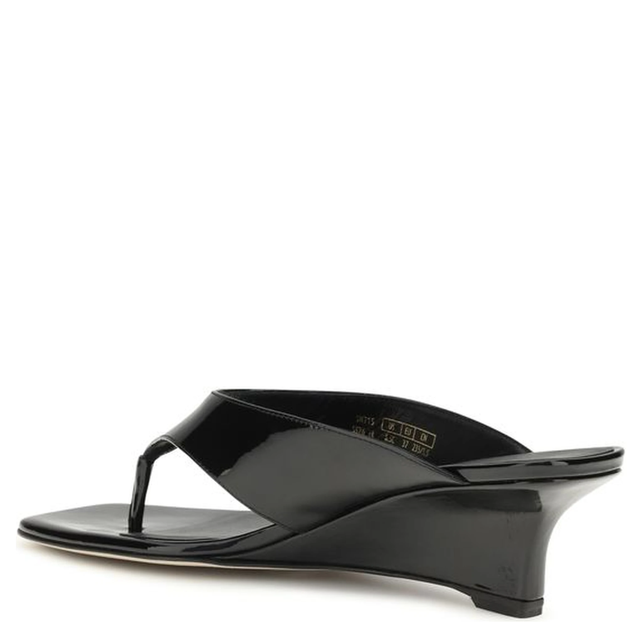 Black Calf Leather Bos Taurus Wedge Sandals