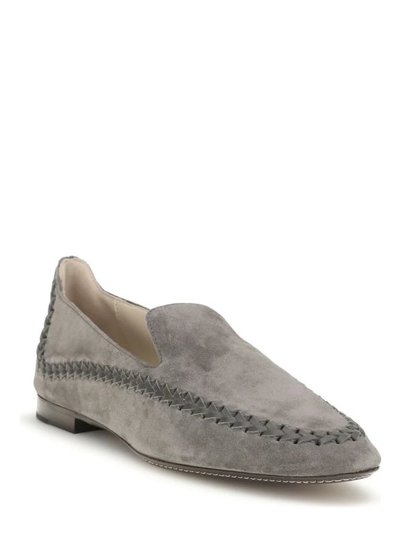 Gray Calf Leather Bos Taurus Slip-On Loafers