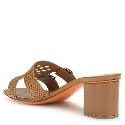 Beige Calf Leather Bos Taurus Platform Sandals