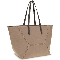 Beige Cotton Shoulder Bag
