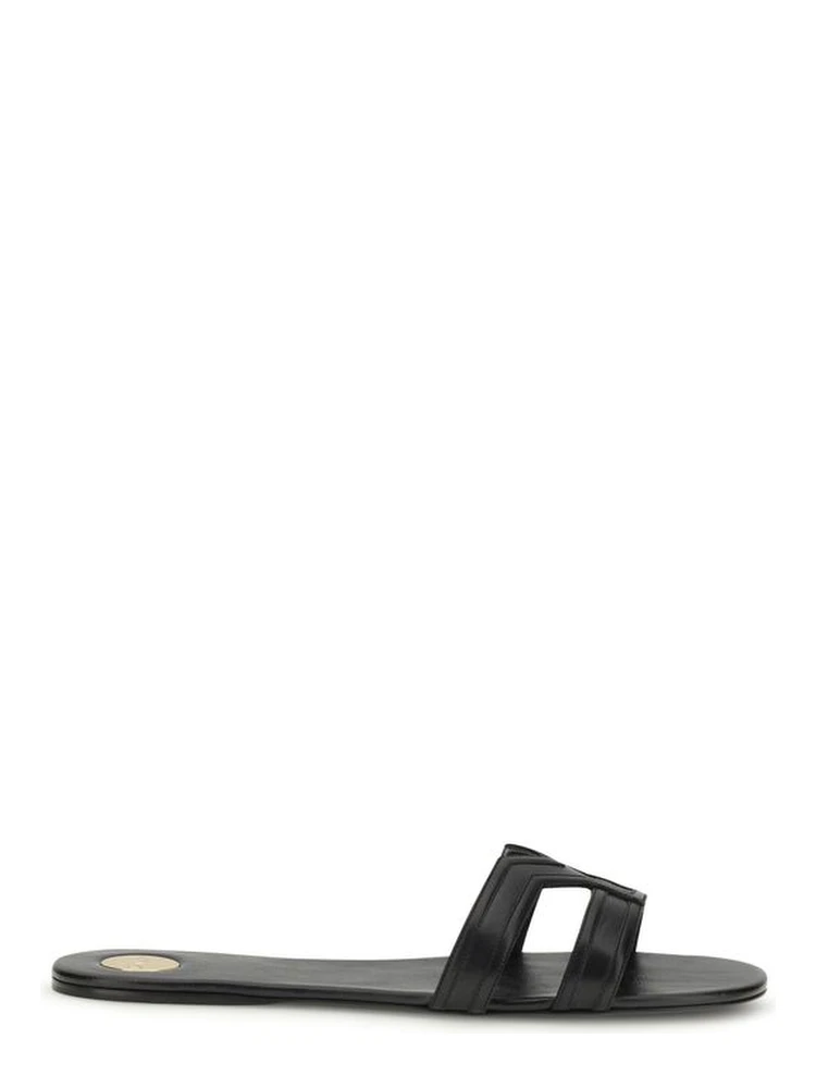 Black Calf Leather Bos Taurus Sandals
