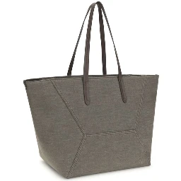 Brown Cotton Shoulder Bag
