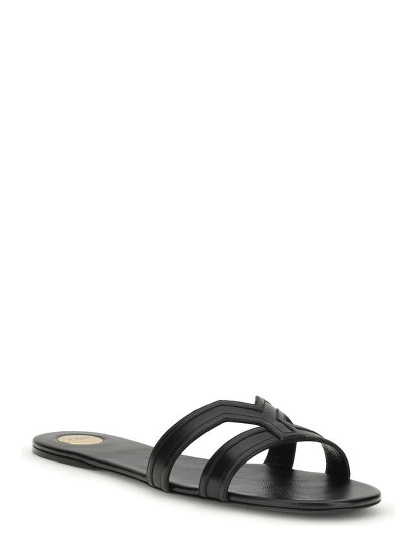 Black Calf Leather Bos Taurus Sandals