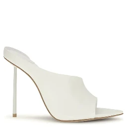 White Calf Leather Bos Taurus Stiletto Heel Sandals