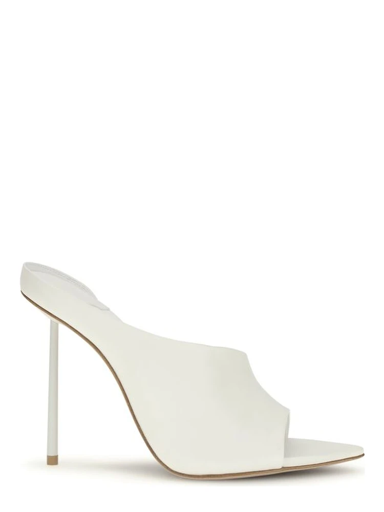 White Calf Leather Bos Taurus Stiletto Heel Sandals