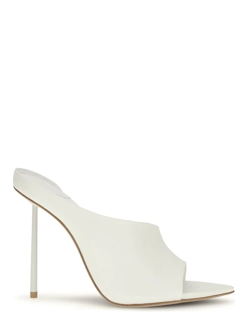White Calf Leather Bos Taurus Stiletto Heel Sandals