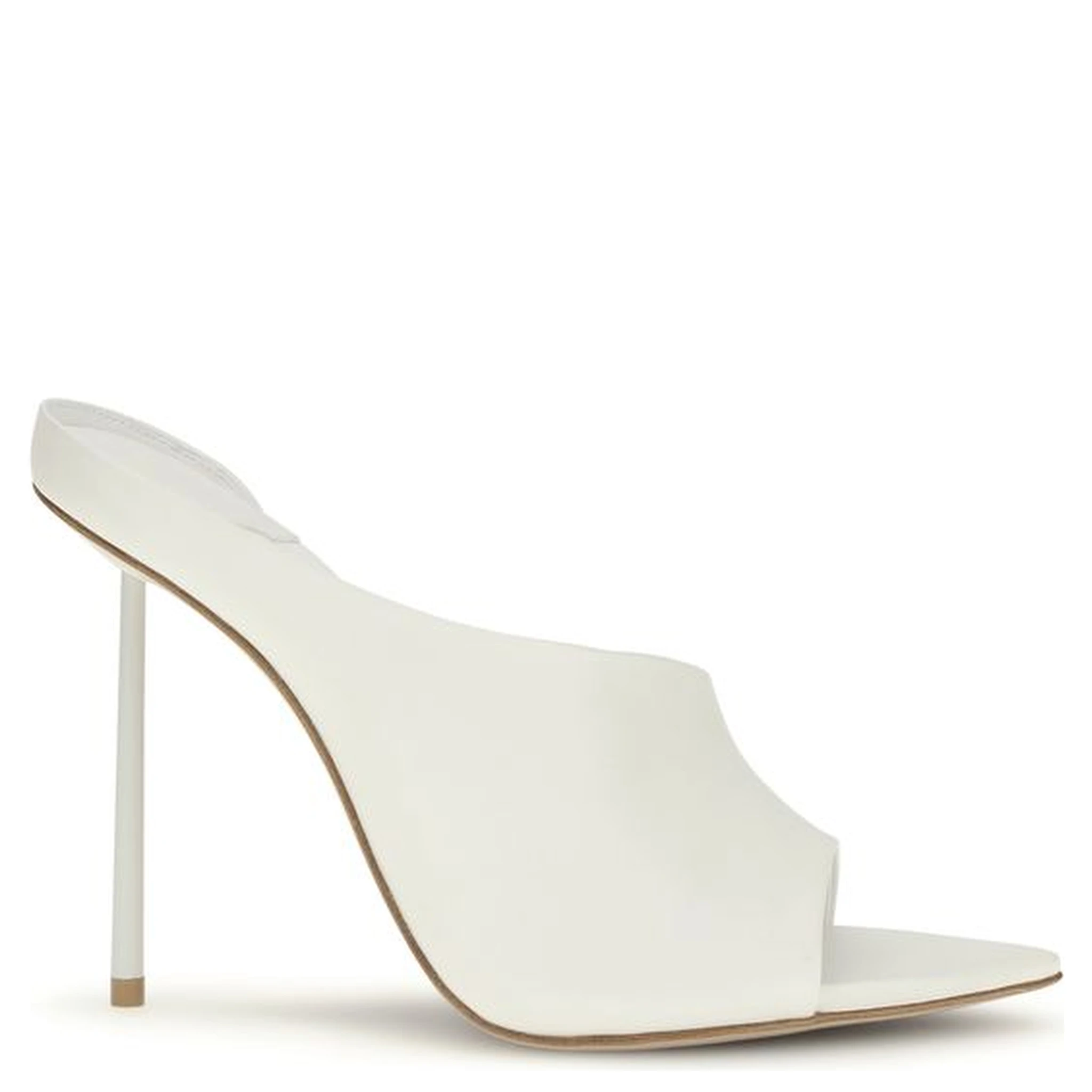 White Calf Leather Bos Taurus Stiletto Heel Sandals