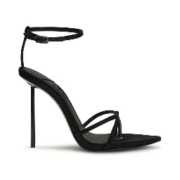Black Silk Stiletto Heel Sandals