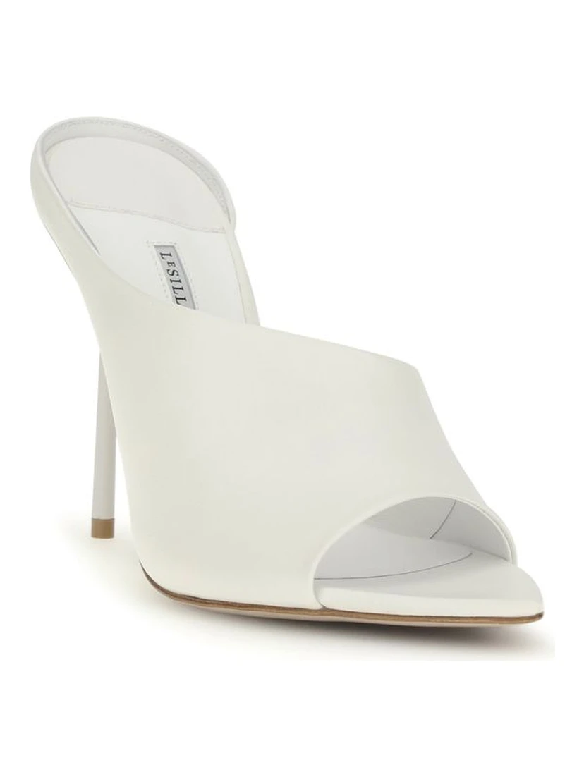 White Calf Leather Bos Taurus Stiletto Heel Sandals
