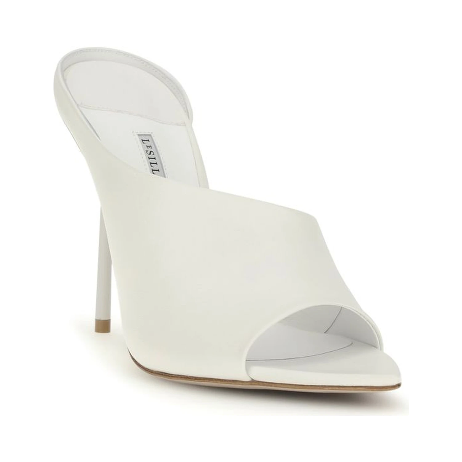 White Calf Leather Bos Taurus Stiletto Heel Sandals