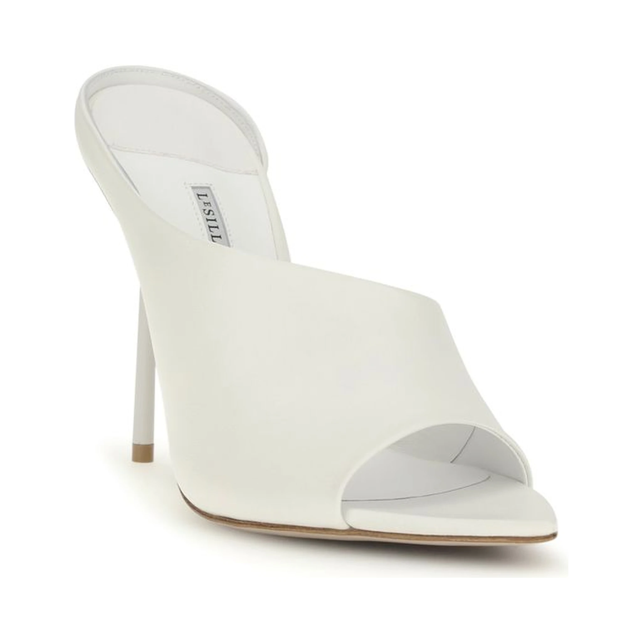 White Calf Leather Bos Taurus Stiletto Heel Sandals
