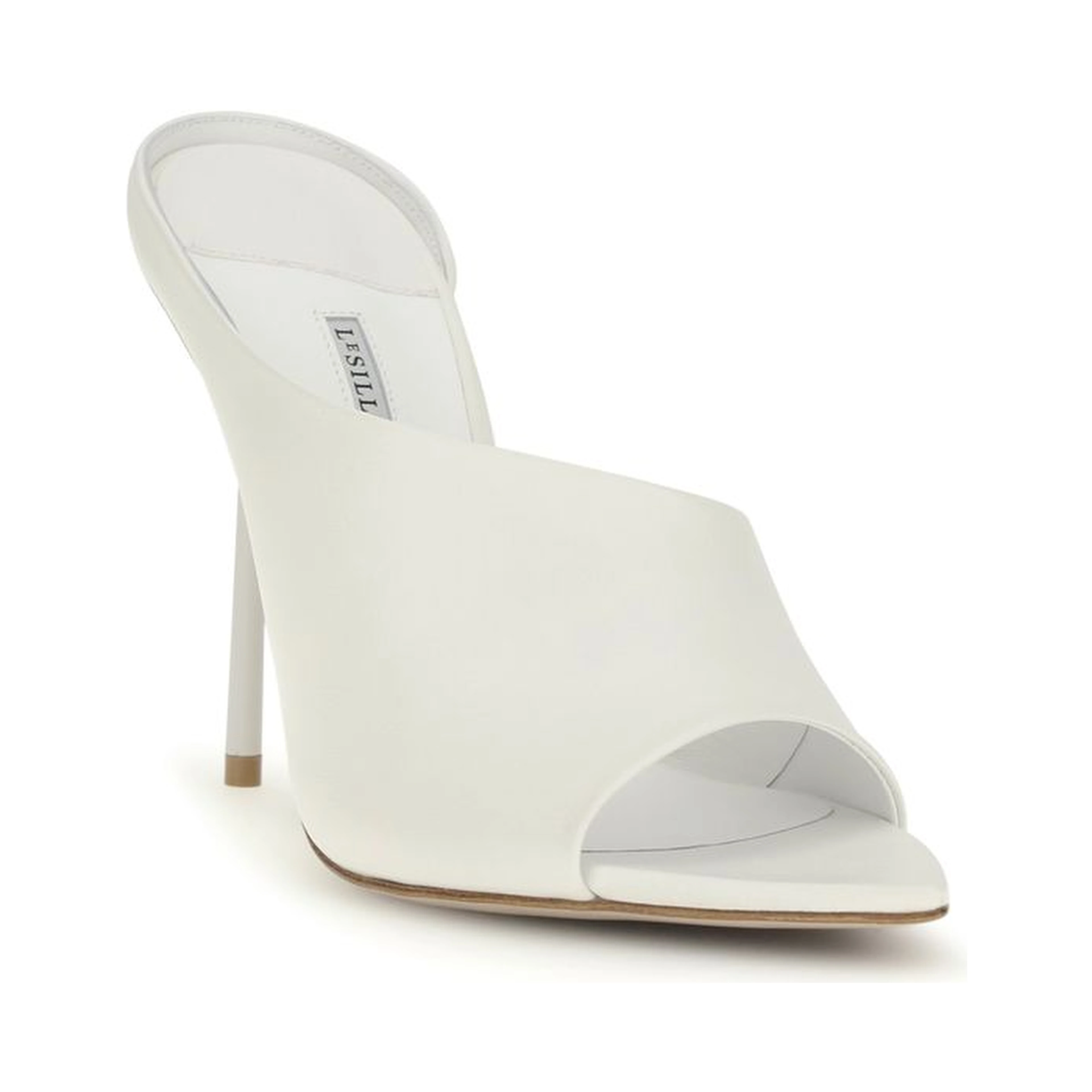 White Calf Leather Bos Taurus Stiletto Heel Sandals