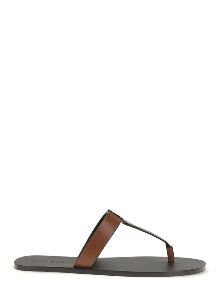 Brown Calf Leather Bos Taurus Flip-Flop Sandals