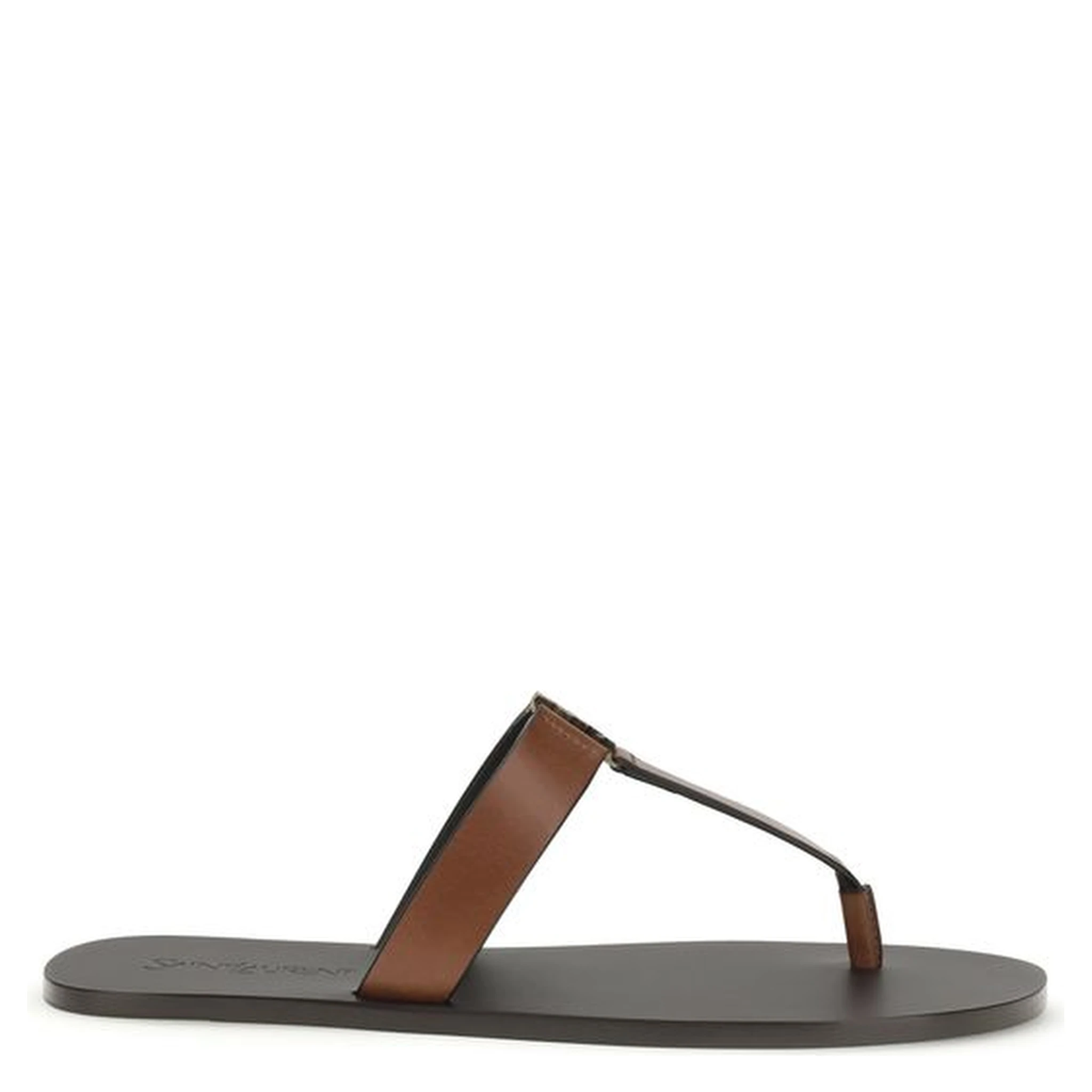 Brown Calf Leather Bos Taurus Flip-Flop Sandals