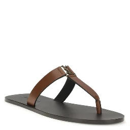 Brown Calf Leather Bos Taurus Flip-Flop Sandals