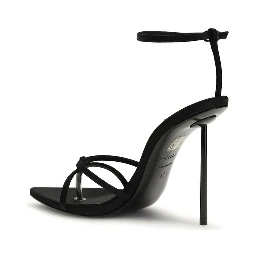 Black Silk Stiletto Heel Sandals