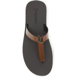 Brown Calf Leather Bos Taurus Flip-Flop Sandals