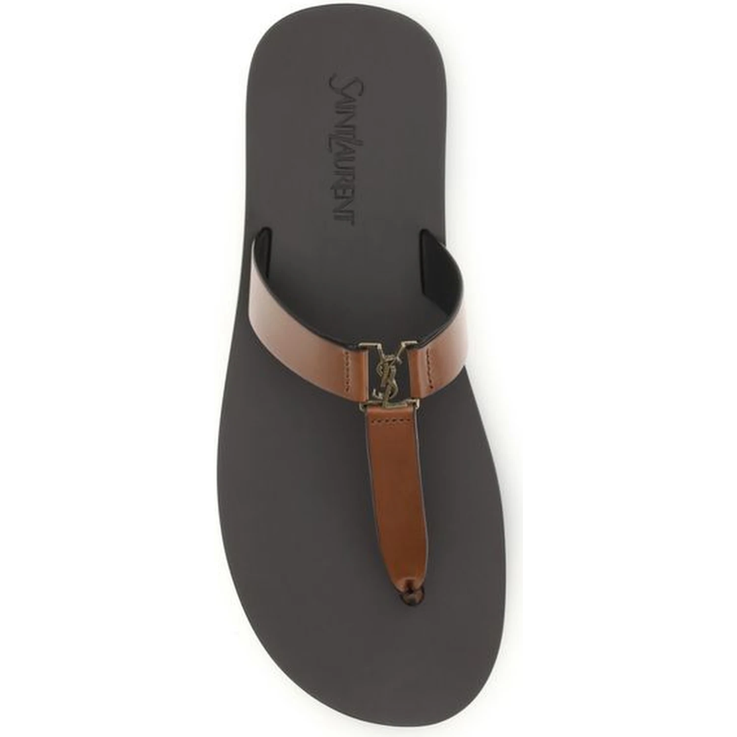 Brown Calf Leather Bos Taurus Flip-Flop Sandals