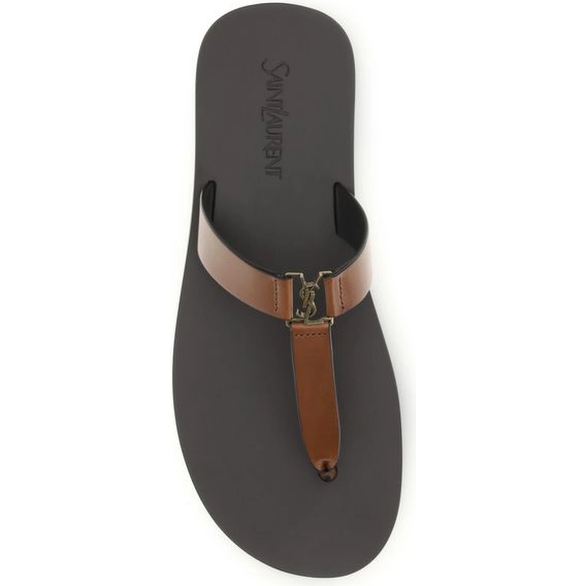 Brown Calf Leather Bos Taurus Flip-Flop Sandals
