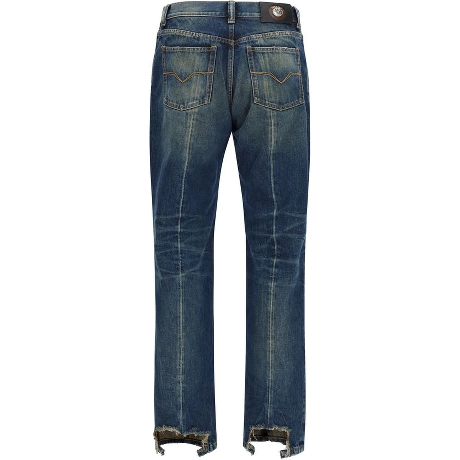 Blue Cotton Straight-Leg Jeans