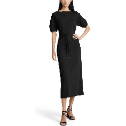 COTTON AND LINEN MIDI DRESS