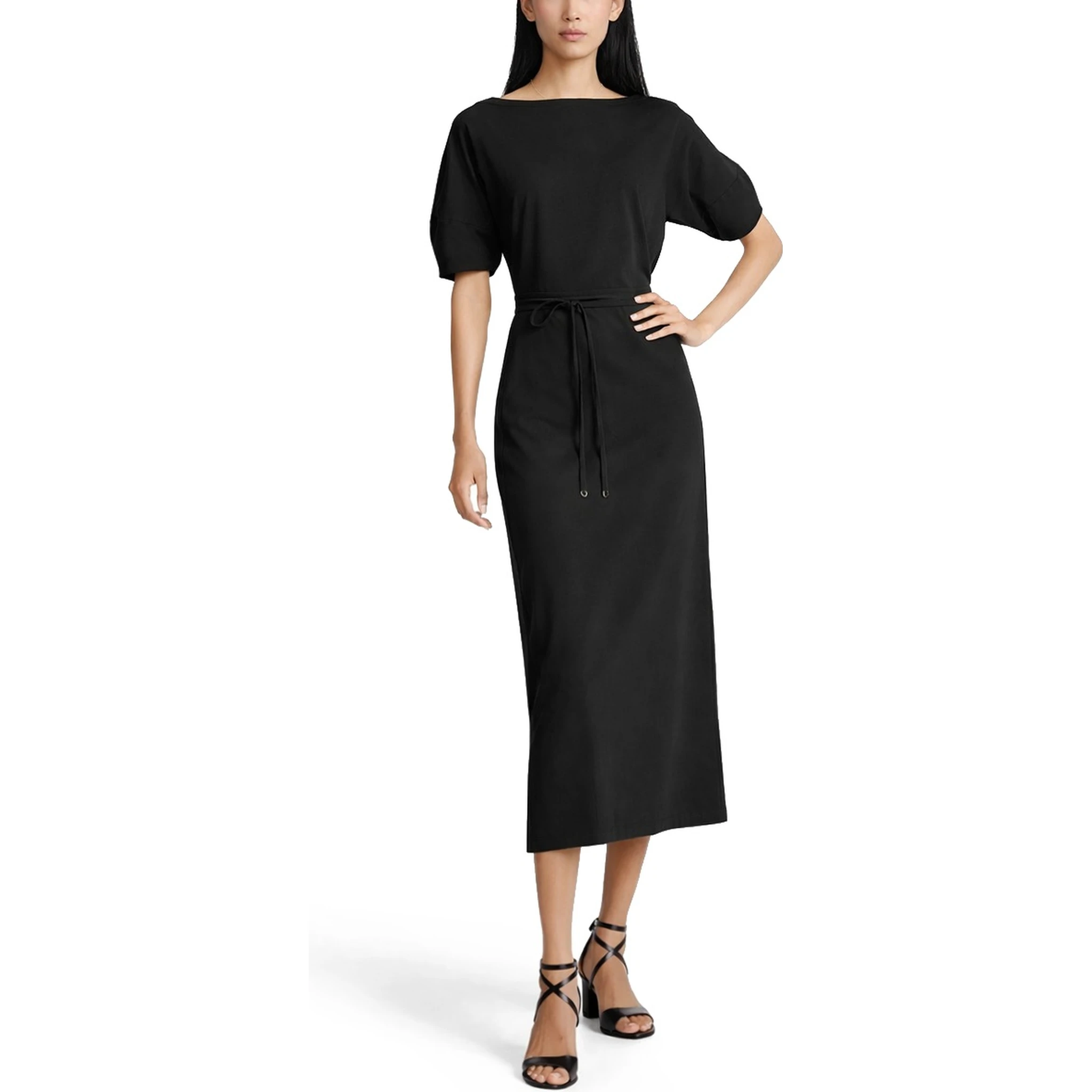 COTTON AND LINEN MIDI DRESS