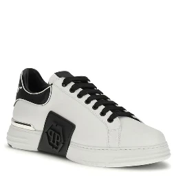 White Calf Leather Bos Taurus Low Top Sneakers