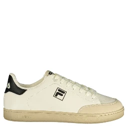 White Polyester Low Top Sneakers