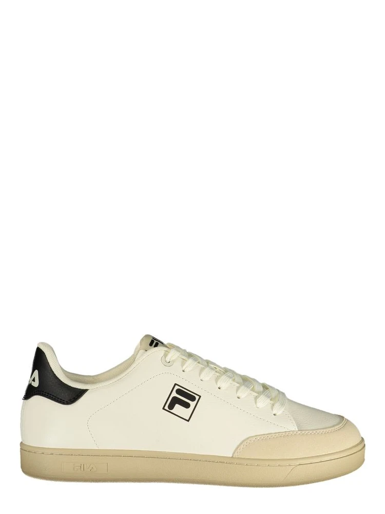 White Polyester Low Top Sneakers