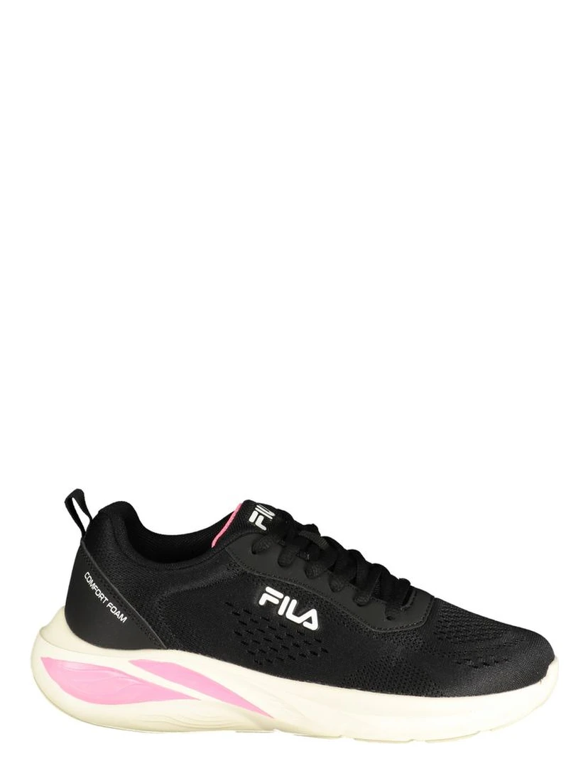 Black Polyester Athletic Sneakers
