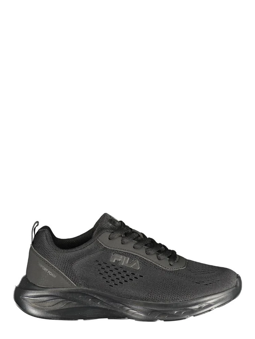 Black Polyester Athletic Sneakers