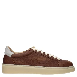 Brown Leather Low Top Sneakers