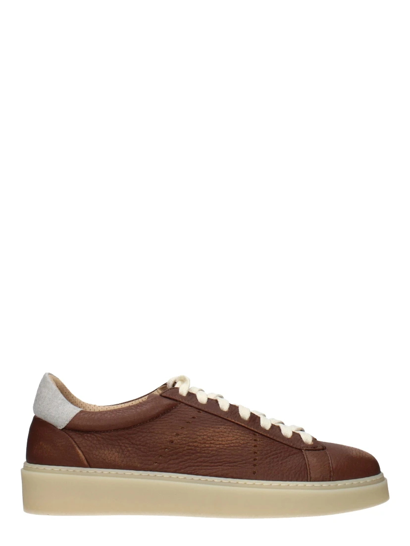 Brown Leather Low Top Sneakers