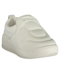 White Polyester Athletic Sneakers