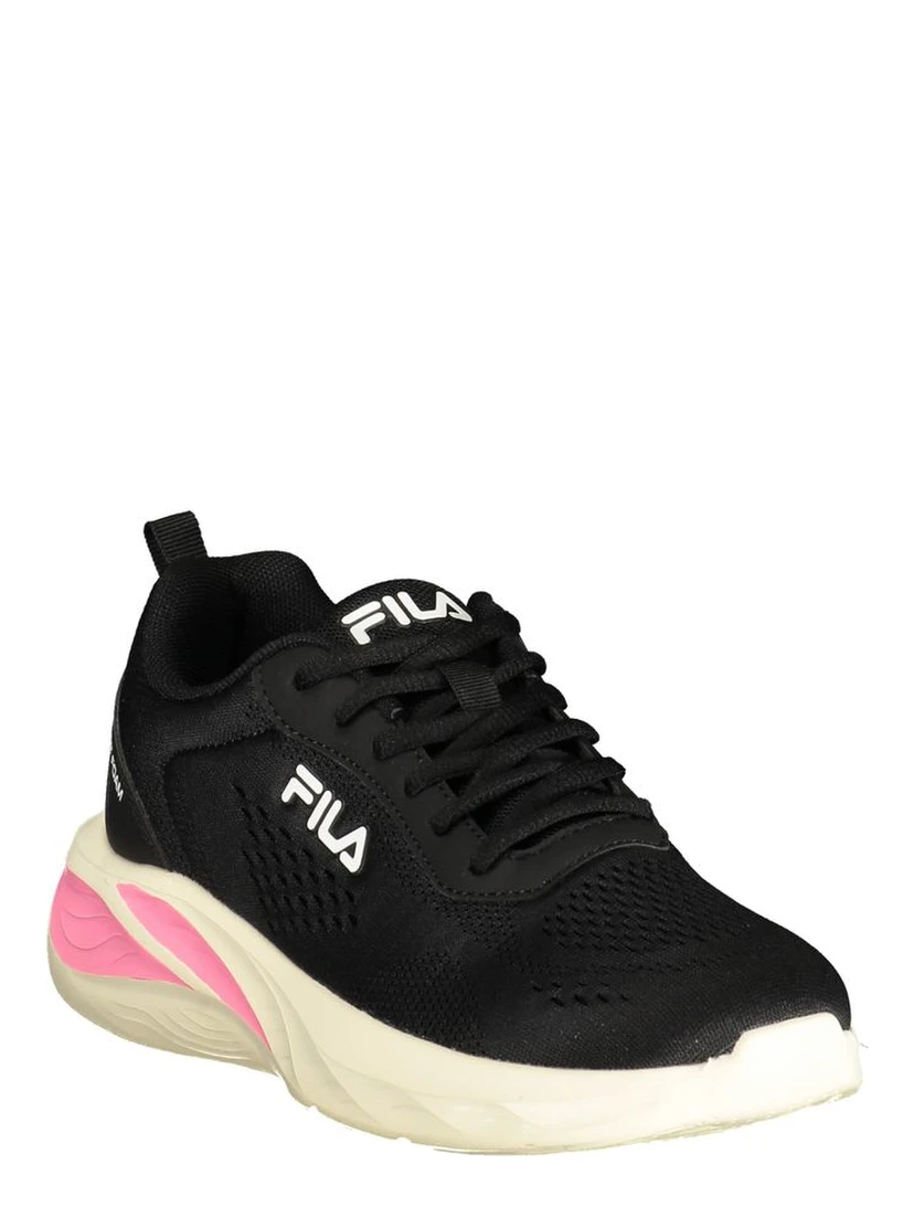 Black Polyester Athletic Sneakers