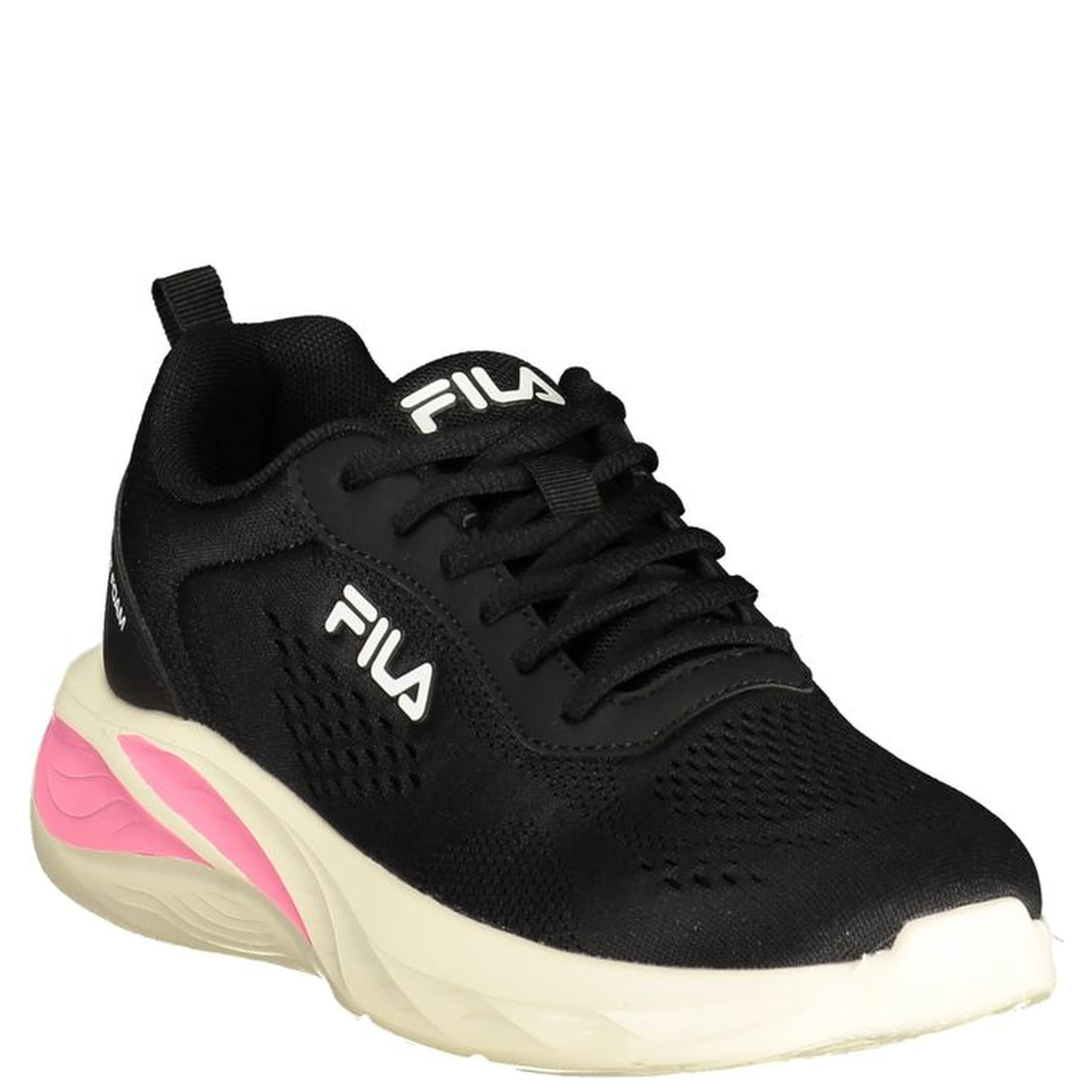 Black Polyester Athletic Sneakers