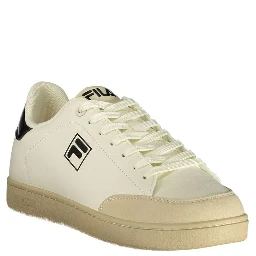 White Polyester Low Top Sneakers