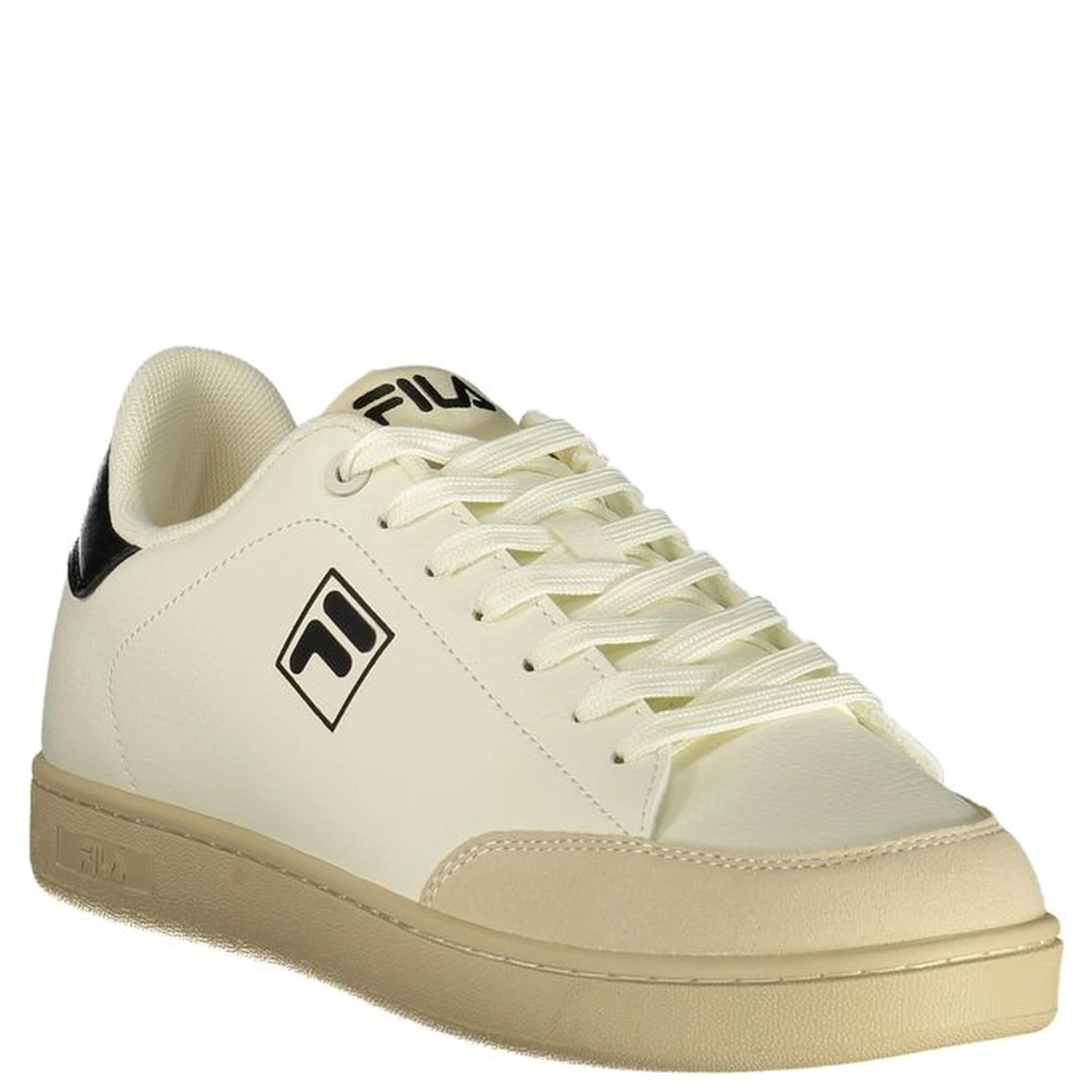 White Polyester Low Top Sneakers