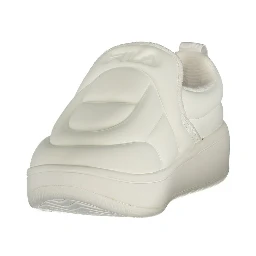White Polyester Athletic Sneakers