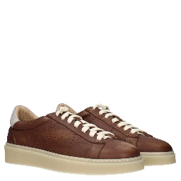 Brown Leather Low Top Sneakers