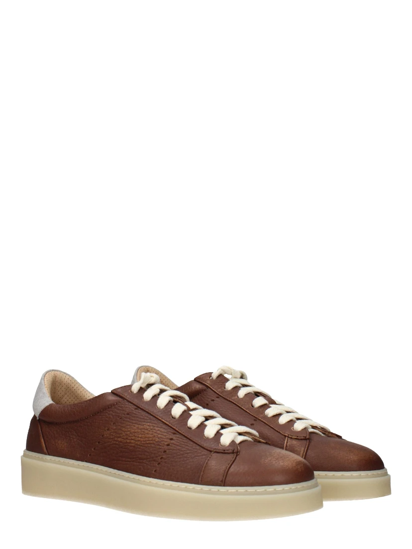 Brown Leather Low Top Sneakers
